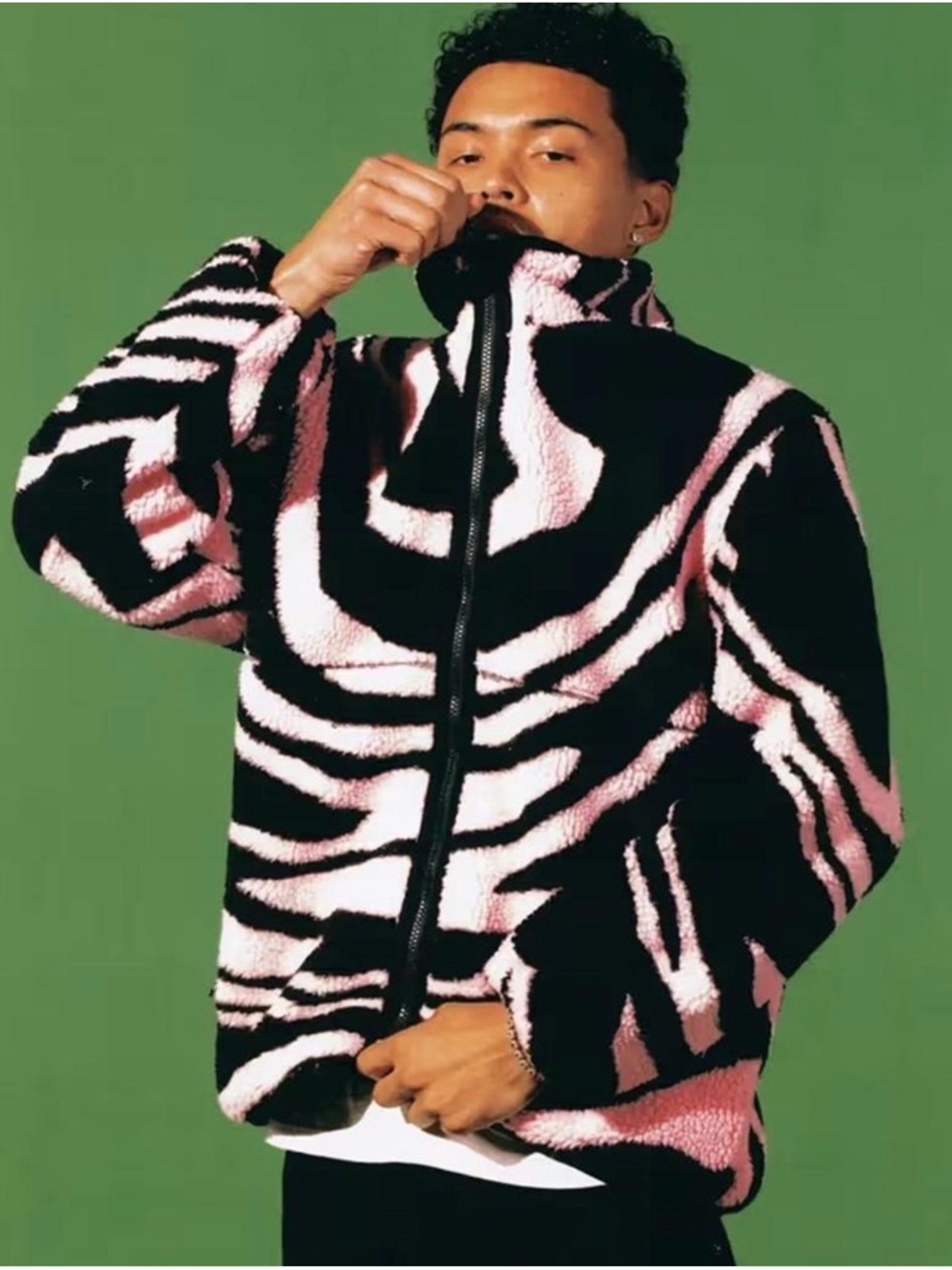 GOLF Wang Pink Black Zebra Sherpa Fleece Jacket Large Tyler The Creator Unisex
